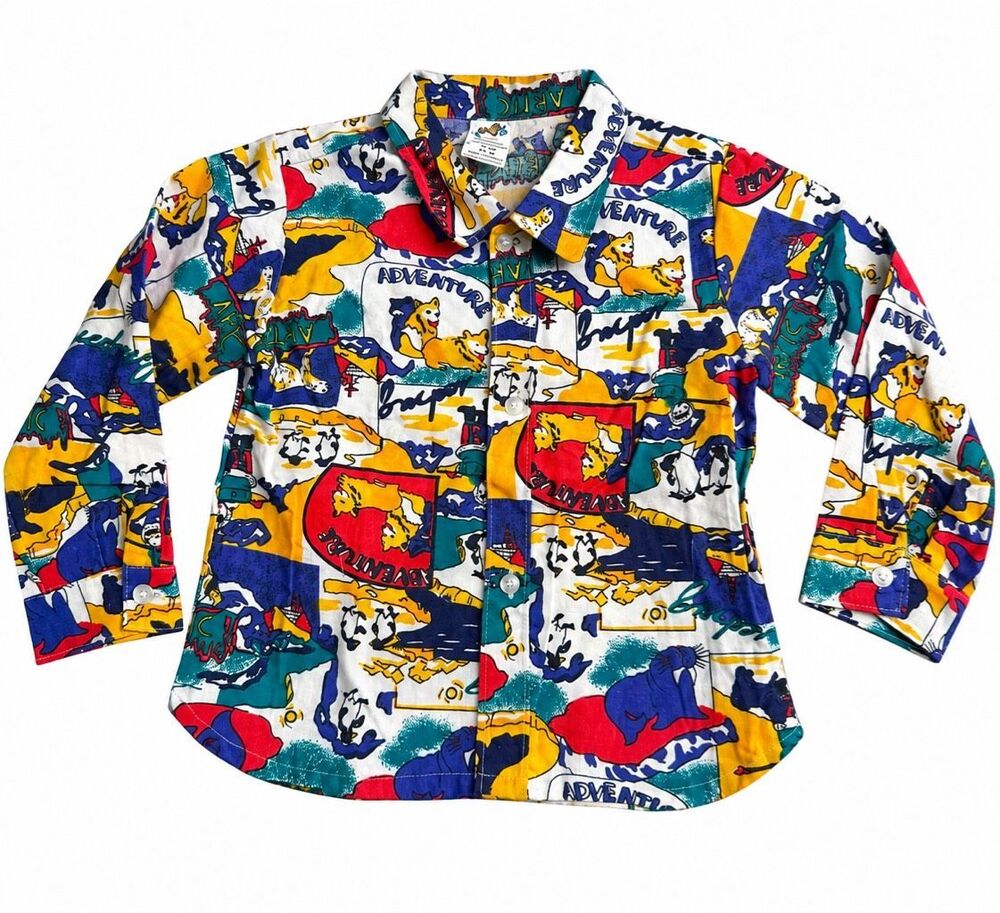 Cuties by Judy Vintage Retro Kids Button Down Shirt Size 24